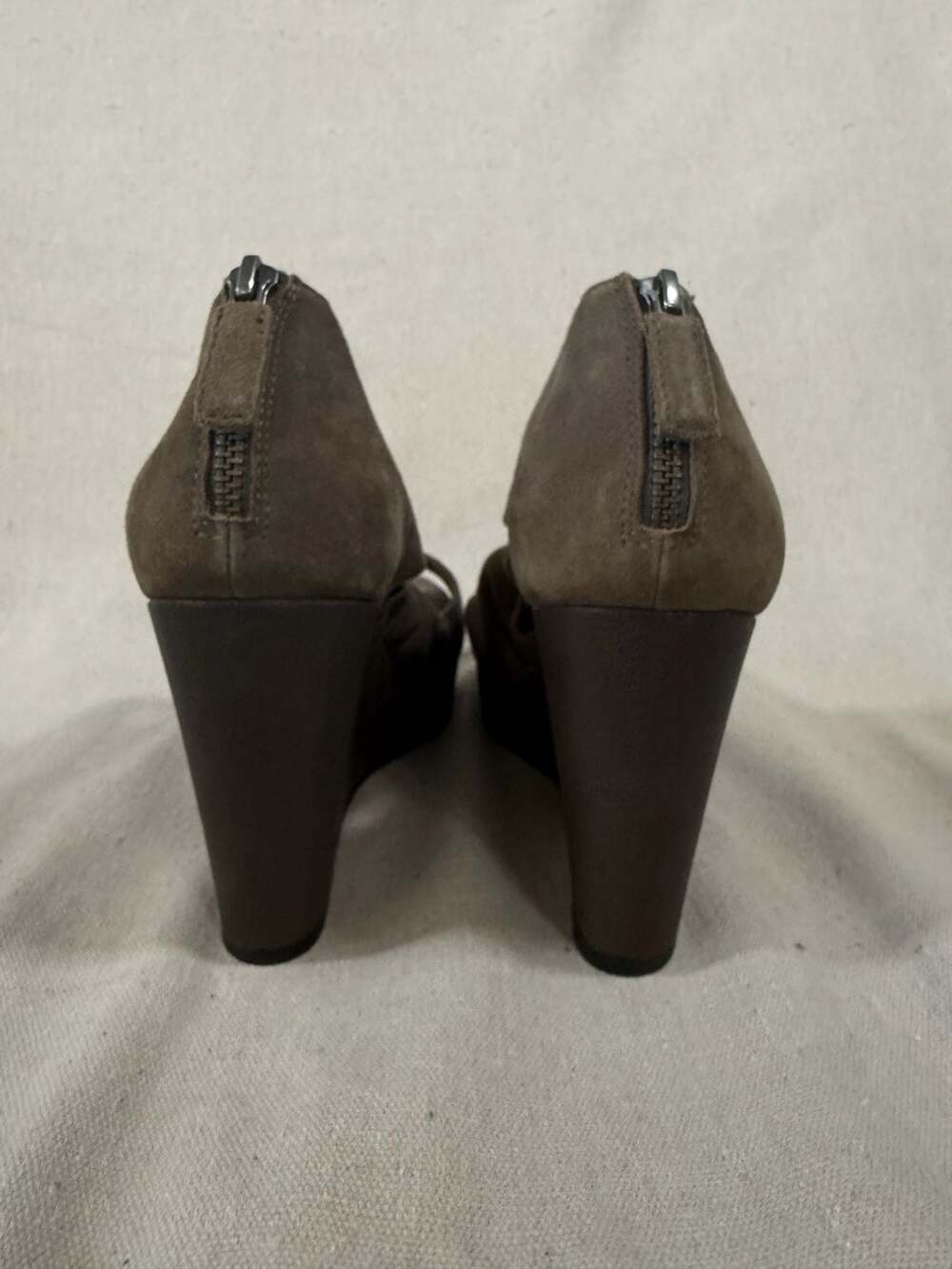 Eileen Fisher Draw Draped Suede Platform Wedge Sandals - Picture 4 of 6